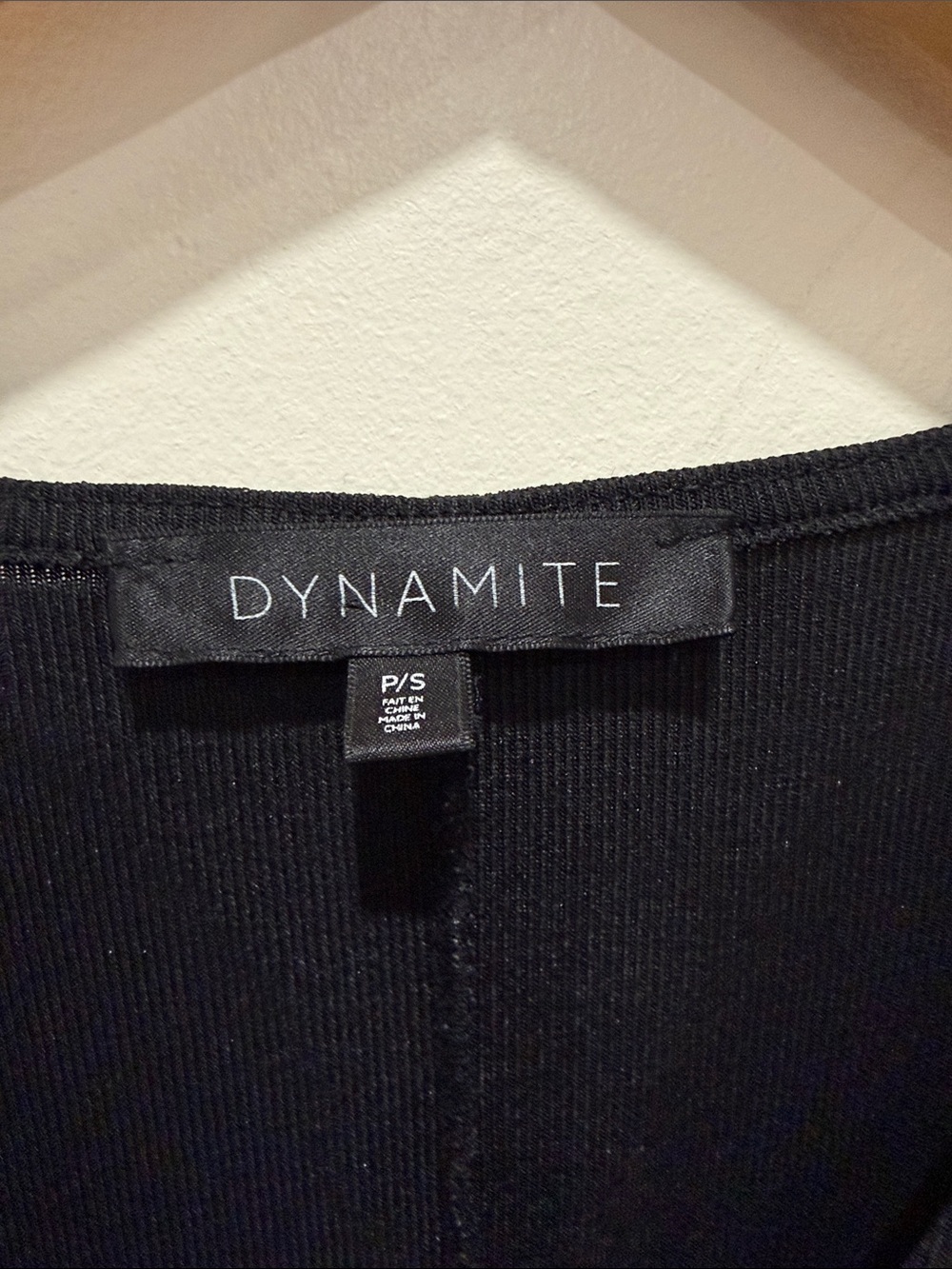 Dynamite Ribbed Black V-Neck Mini Dress - Picture 2 of 10